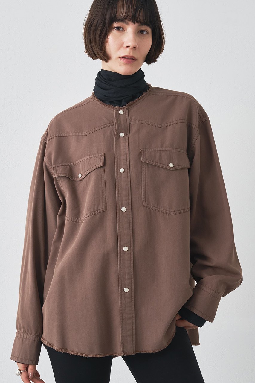 【ウィムガゼット/Whim Gazette】のセイヒンゾメヨーク切替シャツ インテリア・キッズ・メンズ・レディースファッション・服の通販 founy(ファニー) 　ファッション　Fashion　レディースファッション　Fashion for Women　トップス・カットソー　Cut & Sew Tops　シャツ・ブラウス・オフィスカジュアル　Elegant Blouses & Button-Ups　スマート　Smart, Elegant　スリーブ　Sleeve, Long Sleeve / Short Sleeve　ドレープ　Drape, Draping Fabric　ヨーク　Yoke, Yoke Design　ロング　Long, Long-Length　切替　Switching, Contrast Panel　ブラウン|ID: prp329100004649122 ipo3291000000035625700