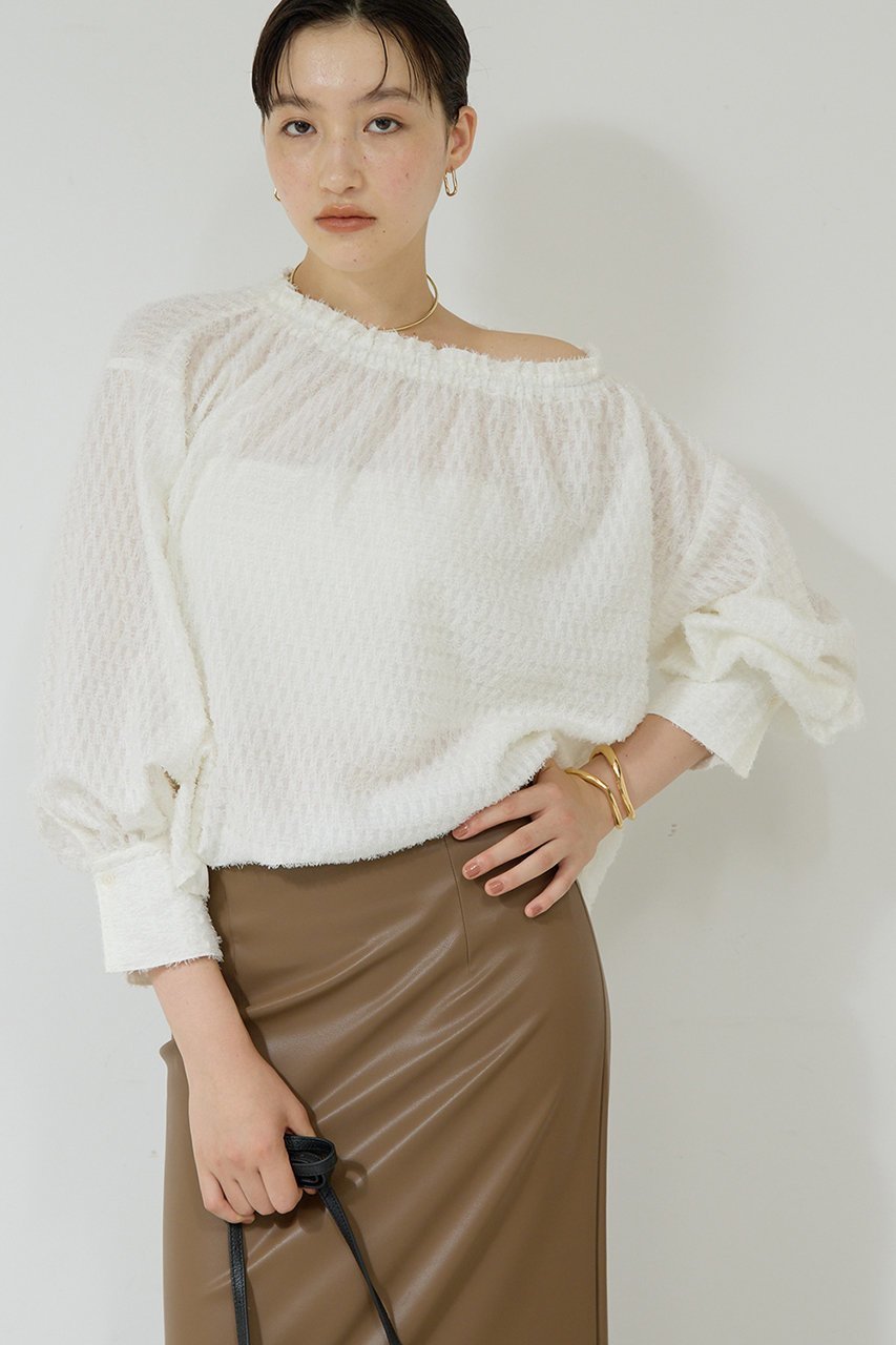 【ガリャルダガランテ/GALLARDAGALANTE】のチドリジャガードブラウス 人気、トレンドファッション・服の通販 founy(ファニー) 　ファッション　Fashion　レディースファッション　Fashion for Women　トップス・カットソー　Cut & Sew Tops　シャツ・ブラウス・オフィスカジュアル　Elegant Blouses & Button-Ups　なめらか　Smooth, Silky Texture　ショルダー　Shoulder, Shoulder Strap　ジャカード／ジャガード　Jacquard, Woven Pattern　スリーブ　Sleeve, Long Sleeve / Short Sleeve　タイトスカート　Pencil Skirt, Tight Skirt　デニム　Denim, Jeans Material　ボトム　Bottoms, Lower Wear　ロング　Long, Long-Length　 other-1|ID: prp329100004649124 ipo3291000000035625708