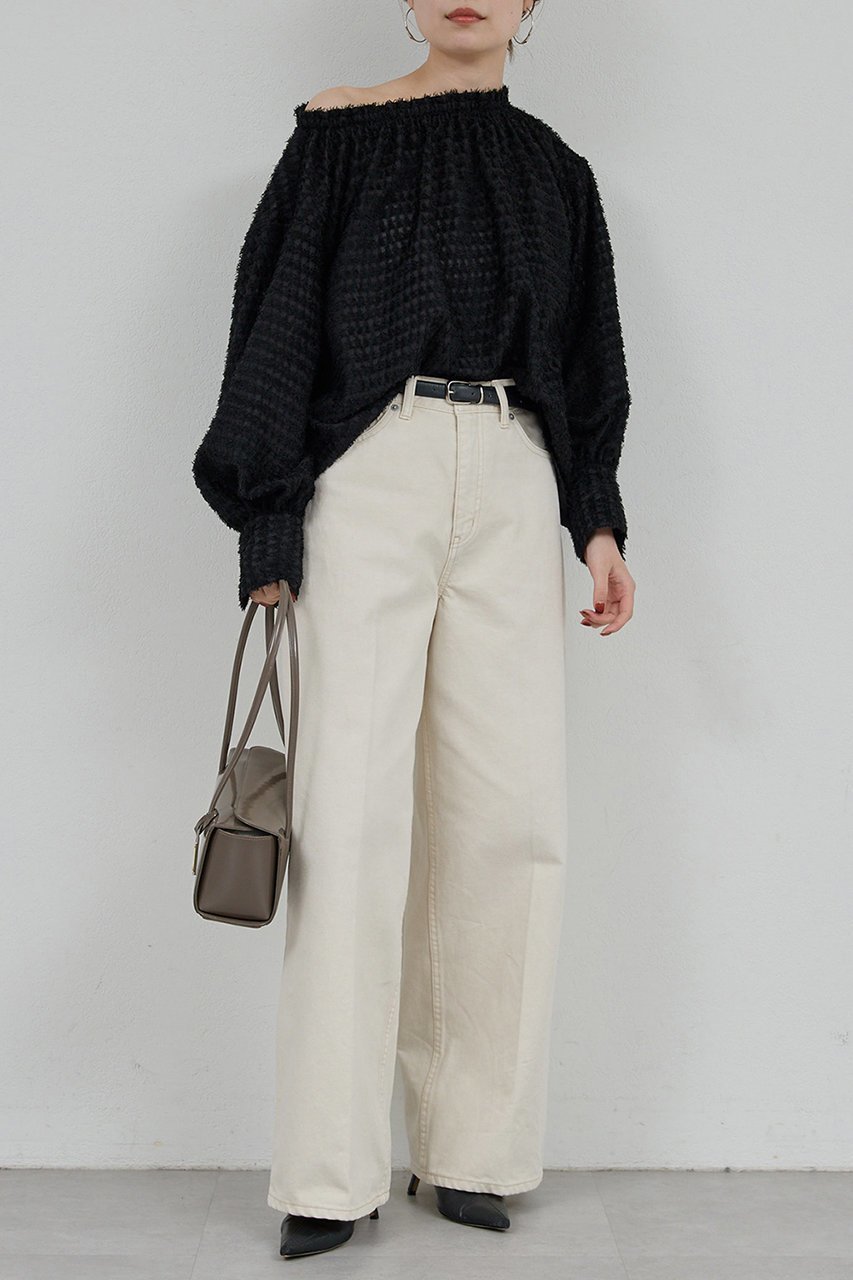 【ガリャルダガランテ/GALLARDAGALANTE】のチドリジャガードブラウス 人気、トレンドファッション・服の通販 founy(ファニー) 　ファッション　Fashion　レディースファッション　Fashion for Women　トップス・カットソー　Cut & Sew Tops　シャツ・ブラウス・オフィスカジュアル　Elegant Blouses & Button-Ups　なめらか　Smooth, Silky Texture　ショルダー　Shoulder, Shoulder Strap　ジャカード／ジャガード　Jacquard, Woven Pattern　スリーブ　Sleeve, Long Sleeve / Short Sleeve　タイトスカート　Pencil Skirt, Tight Skirt　デニム　Denim, Jeans Material　ボトム　Bottoms, Lower Wear　ロング　Long, Long-Length　other-2|ID: prp329100004649124 ipo3291000000035625711