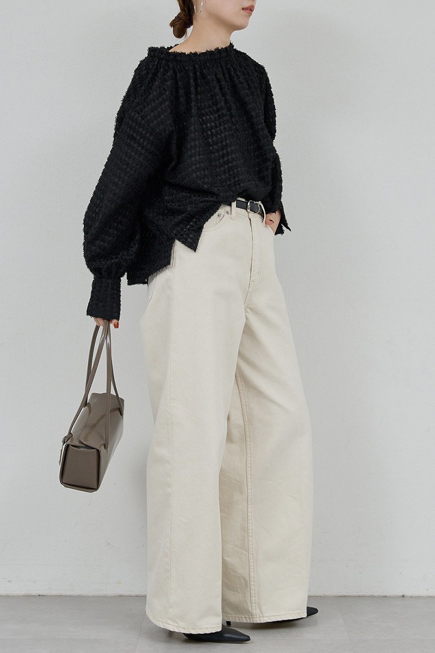 【ガリャルダガランテ/GALLARDAGALANTE】のチドリジャガードブラウス 人気、トレンドファッション・服の通販 founy(ファニー) 　ファッション　Fashion　レディースファッション　Fashion for Women　トップス・カットソー　Cut & Sew Tops　シャツ・ブラウス・オフィスカジュアル　Elegant Blouses & Button-Ups　なめらか　Smooth, Silky Texture　ショルダー　Shoulder, Shoulder Strap　ジャカード／ジャガード　Jacquard, Woven Pattern　スリーブ　Sleeve, Long Sleeve / Short Sleeve　タイトスカート　Pencil Skirt, Tight Skirt　デニム　Denim, Jeans Material　ボトム　Bottoms, Lower Wear　ロング　Long, Long-Length　other-3|ID: prp329100004649124 ipo3291000000035625713