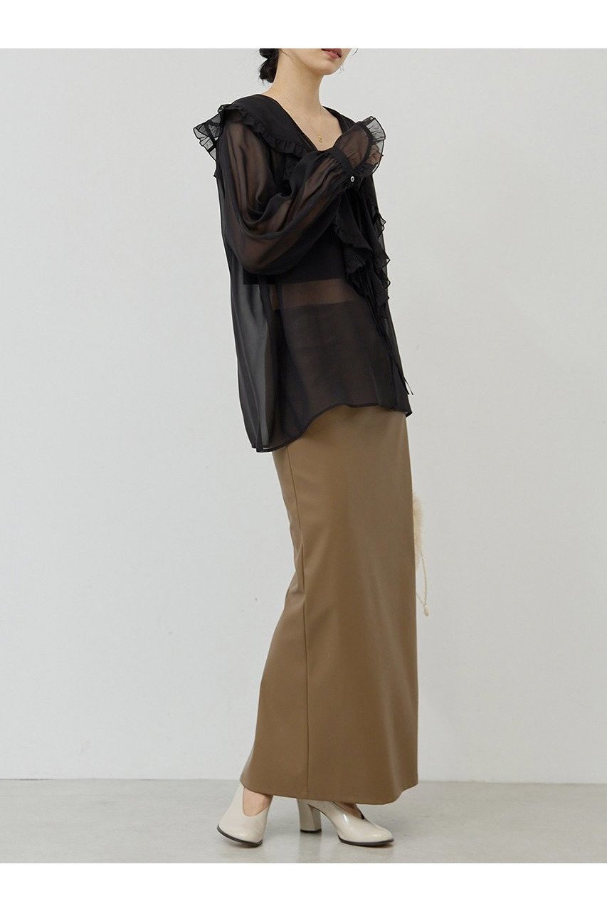 【ガリャルダガランテ/GALLARDAGALANTE】のシアーフリルブラウス 人気、トレンドファッション・服の通販 founy(ファニー) 　ファッション　Fashion　レディースファッション　Fashion for Women　トップス・カットソー　Cut & Sew Tops　シャツ・ブラウス・オフィスカジュアル　Elegant Blouses & Button-Ups　2025年　2025　2025-2026秋冬・A/W　Autumn/Winter 2025–26 AW25–26　インナー　Innerwear　スリーブ　Sleeve, Long Sleeve / Short Sleeve　フェミニン　Feminine, Girly　フリル　Frill, Ruffle　ロング　Long, Long-Length　冬　Winter / This Winter　夏　Summer　秋　Autumn　A/W・秋冬　Autumn/Winter　other-3|ID: prp329100004649126 ipo3291000000033576050
