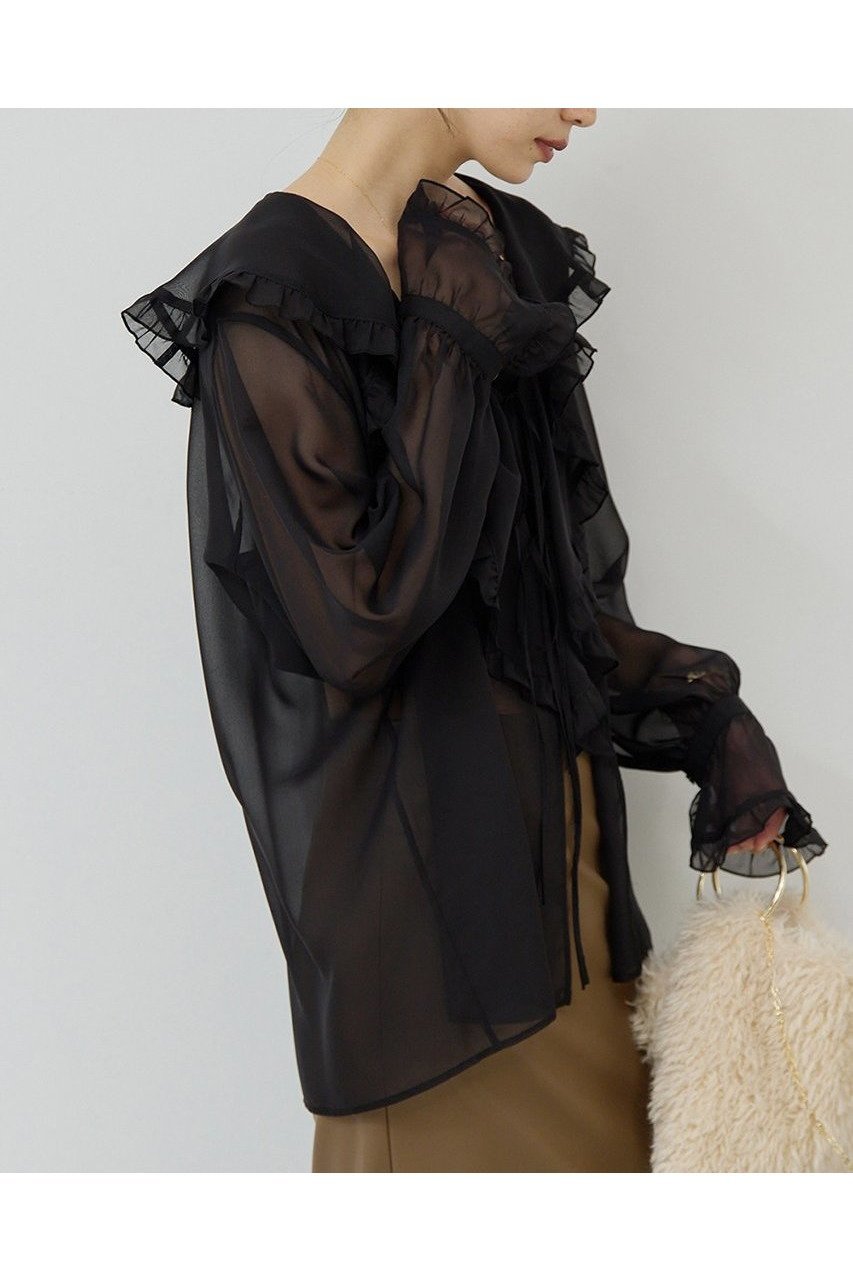 【ガリャルダガランテ/GALLARDAGALANTE】のシアーフリルブラウス 人気、トレンドファッション・服の通販 founy(ファニー) 　ファッション　Fashion　レディースファッション　Fashion for Women　トップス・カットソー　Cut & Sew Tops　シャツ・ブラウス・オフィスカジュアル　Elegant Blouses & Button-Ups　2025年　2025　2025-2026秋冬・A/W　Autumn/Winter 2025–26 AW25–26　インナー　Innerwear　スリーブ　Sleeve, Long Sleeve / Short Sleeve　フェミニン　Feminine, Girly　フリル　Frill, Ruffle　ロング　Long, Long-Length　冬　Winter / This Winter　夏　Summer　秋　Autumn　A/W・秋冬　Autumn/Winter　other-7|ID: prp329100004649126 ipo3291000000033576055
