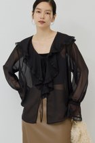 【ガリャルダガランテ/GALLARDAGALANTE】のシアーフリルブラウス ブラック|ID: prp329100004649126 ipo3291000000035753698