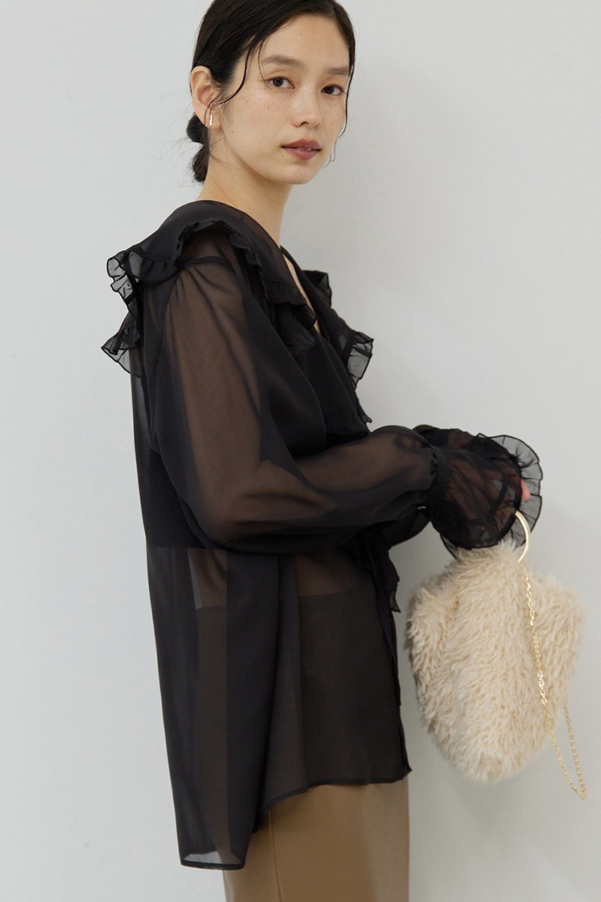 【ガリャルダガランテ/GALLARDAGALANTE】のシアーフリルブラウス 人気、トレンドファッション・服の通販 founy(ファニー) ファッション Fashion レディースファッション Fashion for Women トップス・カットソー Cut & Sew Tops シャツ・ブラウス・オフィスカジュアル Elegant Blouses & Button-Ups インナー Innerwear スリーブ Sleeve, Long Sleeve / Short Sleeve フェミニン Feminine, Girly フリル Frill, Ruffle ロング Long, Long-Length 冬 Winter / This Winter 夏 Summer 秋 Autumn other-6|ID: prp329100004649126 ipo3291000000035753703