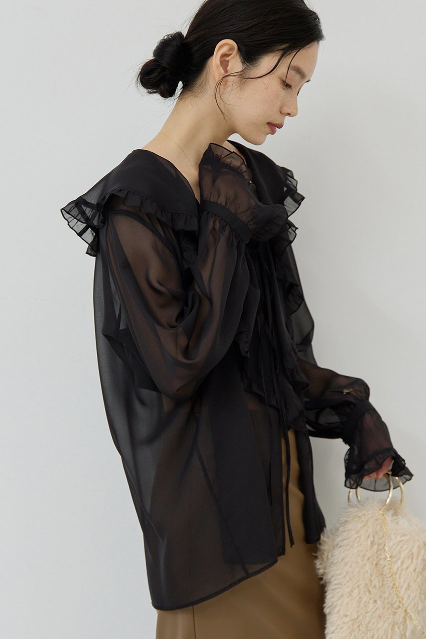 【ガリャルダガランテ/GALLARDAGALANTE】のシアーフリルブラウス 人気、トレンドファッション・服の通販 founy(ファニー) ファッション Fashion レディースファッション Fashion for Women トップス・カットソー Cut & Sew Tops シャツ・ブラウス・オフィスカジュアル Elegant Blouses & Button-Ups インナー Innerwear スリーブ Sleeve, Long Sleeve / Short Sleeve フェミニン Feminine, Girly フリル Frill, Ruffle ロング Long, Long-Length 冬 Winter / This Winter 夏 Summer 秋 Autumn other-7|ID: prp329100004649126 ipo3291000000035753704