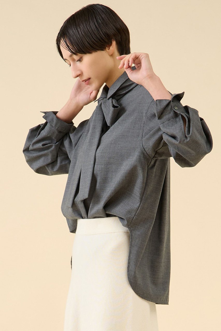 【マルティニーク/martinique】のシアーウールボータイブラウス 人気、トレンドファッション・服の通販 founy(ファニー) 　ファッション　Fashion　レディースファッション　Fashion for Women　トップス・カットソー　Cut & Sew Tops　シャツ・ブラウス・オフィスカジュアル　Elegant Blouses & Button-Ups　おすすめ　Recommended / Our Picks　インナー　Innerwear　ジャケット　Jacket, Outerwear　スリーブ　Sleeve, Long Sleeve / Short Sleeve　セットアップ　Set-Up, Coordinated Outfit　マニッシュ　Mannish, Boyish　ループ　Loop, Loop Knit　ロング　Long, Long-Length　秋　Autumn　other-2|ID: prp329100004649128 ipo3291000000035393718