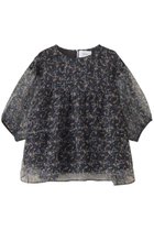 【マーレット/MERLETTE】のPARAISO フラワープリント シルクオーガンザ ボリュームティアードブラウス ネイビー|ID:prp329100004649133
