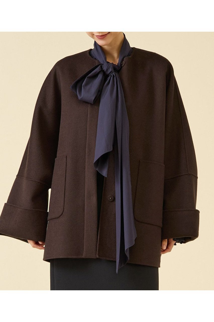 【マルティニーク/martinique】のウールリバーノーカラーコート インテリア・キッズ・メンズ・レディースファッション・服の通販 founy(ファニー) 　ファッション　Fashion　レディースファッション　Fashion for Women　アウター　Coat / Outerwear Collection　コート・ロングコート・ピーコート　Long Coats, Peacoats & More　2025年　2025　2025-2026秋冬・A/W　Autumn/Winter 2025–26 AW25–26　おすすめ　Recommended / Our Picks　ショート　Short, Short Length　ボトム　Bottoms, Lower Wear　ポンチョ　Poncho, Cape Style　A/W・秋冬　Autumn/Winter　ブラウン|ID: prp329100004649138 ipo3291000000033576155