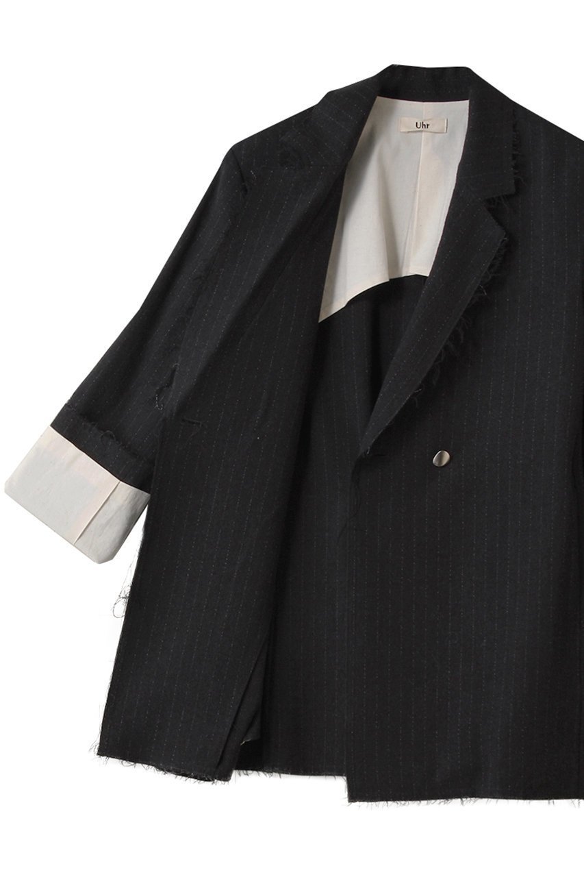 【ウーア/Uhr】のウールシルクストライプトジャケット 人気、トレンドファッション・服の通販 founy(ファニー) 　ファッション　Fashion　レディースファッション　Fashion for Women　アウター　Coat / Outerwear Collection　レディースジャケット・軽アウター　Jackets　シルク　Silk, 100% Silk　ジャケット　Jacket, Outerwear　ストライプ　Stripe, Striped Pattern　フォルム　Silhouette, Form　other-7|ID: prp329100004649147 ipo3291000000036101613