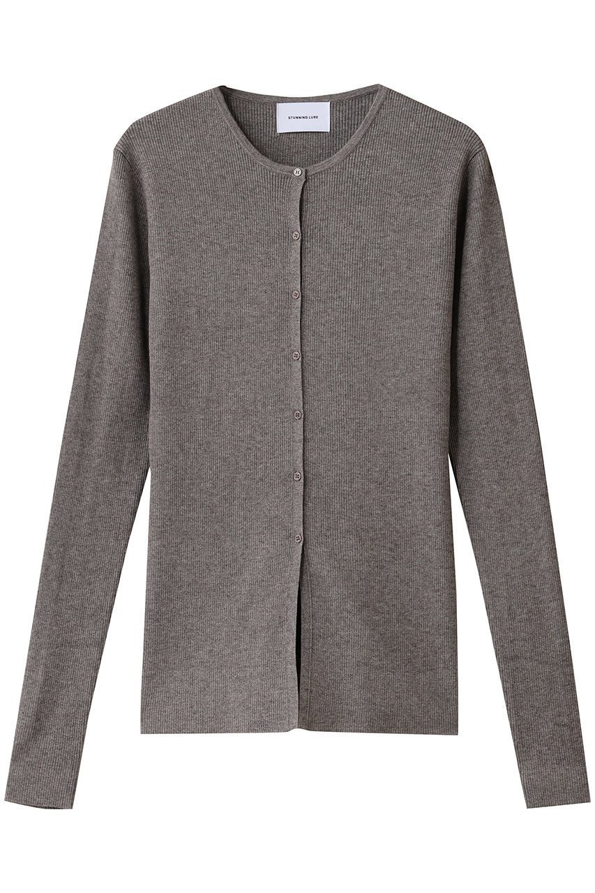 【スタニングルアー/STUNNING LURE】のrヤクコットンリブカーディガン インテリア・キッズ・メンズ・レディースファッション・服の通販 founy(ファニー) 　ファッション　Fashion　レディースファッション　Fashion for Women　トップス・カットソー　Cut & Sew Tops　ニット　Knit Tops & Sweaters　カーディガン・羽織り　Layered Style Cardigans　なめらか　Smooth, Silky Texture　カーディガン　Cardigan, Knitwear　シンプル　Simple, Minimal　エレガント 上品　Elegant　グレー|ID: prp329100004649149 ipo3291000000035883010