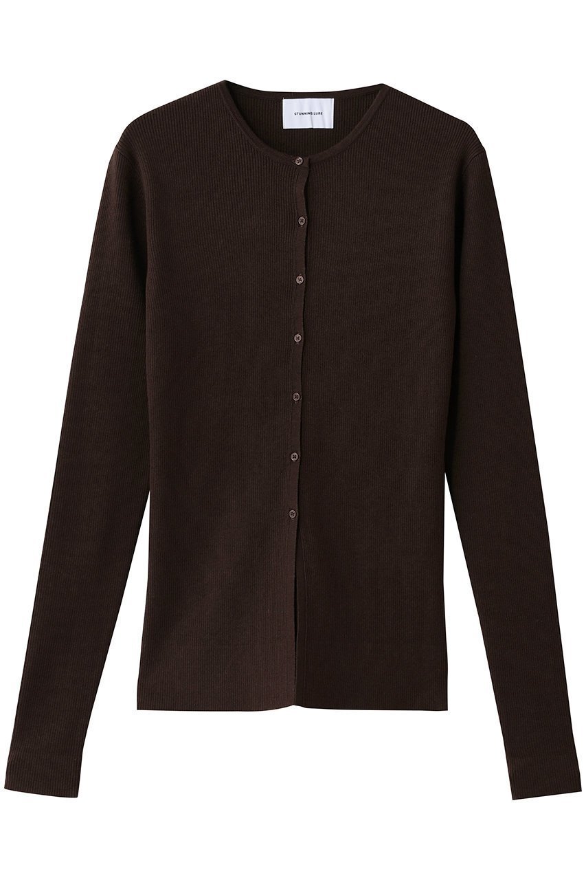 【スタニングルアー/STUNNING LURE】のrヤクコットンリブカーディガン インテリア・キッズ・メンズ・レディースファッション・服の通販 founy(ファニー) 　ファッション　Fashion　レディースファッション　Fashion for Women　トップス・カットソー　Cut & Sew Tops　ニット　Knit Tops & Sweaters　カーディガン・羽織り　Layered Style Cardigans　なめらか　Smooth, Silky Texture　カーディガン　Cardigan, Knitwear　シンプル　Simple, Minimal　エレガント 上品　Elegant　ブラウン|ID: prp329100004649149 ipo3291000000035883011