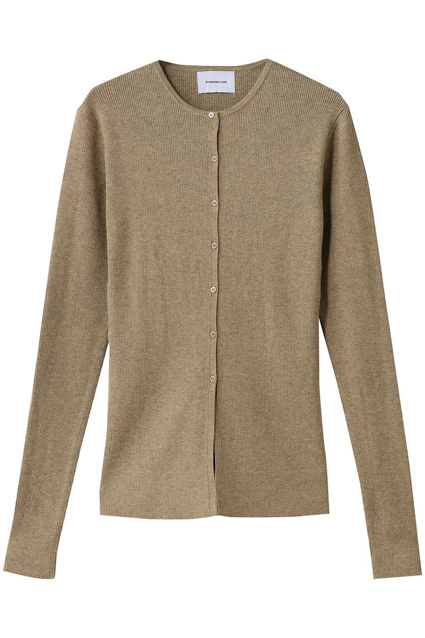 【スタニングルアー/STUNNING LURE】のrヤクコットンリブカーディガン インテリア・キッズ・メンズ・レディースファッション・服の通販 founy(ファニー) 　ファッション　Fashion　レディースファッション　Fashion for Women　トップス・カットソー　Cut & Sew Tops　ニット　Knit Tops & Sweaters　カーディガン・羽織り　Layered Style Cardigans　なめらか　Smooth, Silky Texture　カーディガン　Cardigan, Knitwear　シンプル　Simple, Minimal　エレガント 上品　Elegant　ライトカーキ|ID: prp329100004649149 ipo3291000000035883012