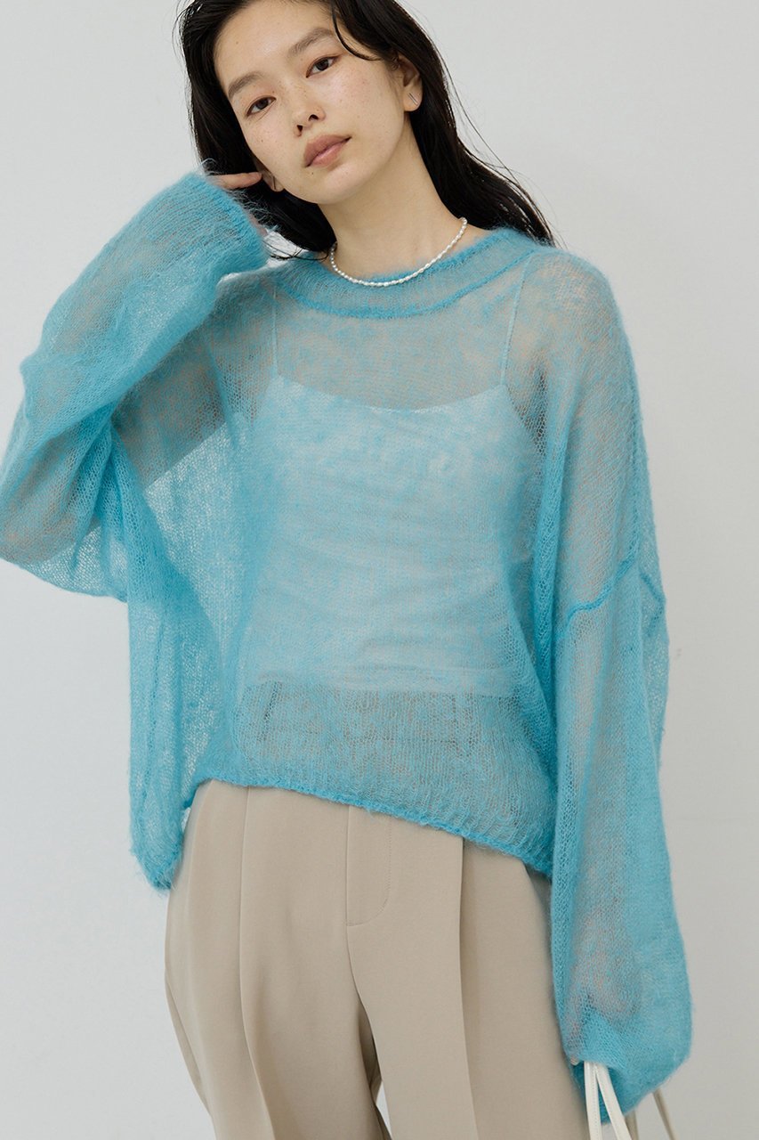 【ガリャルダガランテ/GALLARDAGALANTE】のモヘヤリングシアーニット インテリア・キッズ・メンズ・レディースファッション・服の通販 founy(ファニー) 　ファッション　Fashion　レディースファッション　Fashion for Women　トップス・カットソー　Cut & Sew Tops　ニット　Knit Tops & Sweaters　カジュアルプルオーバー・ニットトップス　Pullovers & Knit Tops / Casual Pullovers　おすすめ　Recommended / Our Picks　シアー　Sheer, See-Through　ブルー|ID: prp329100004649150 ipo3291000000035652192