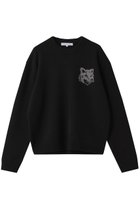 【メゾン キツネ/MAISON KITSUNE / MEN】の【MEN】FOX ヘッド インタルジア メリノ ジャンパー ブラック/ミディアムグレーメランジ|ID:prp329100004649156