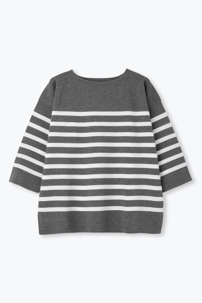 【レリル/lelill】の【limited KNIT - lelill東京1周年記念】ハイテクワイドスリーブニット インテリア・キッズ・メンズ・レディースファッション・服の通販 founy(ファニー) 　ファッション　Fashion　レディースファッション　Fashion for Women　トップス・カットソー　Cut & Sew Tops　ニット　Knit Tops & Sweaters　カジュアルプルオーバー・ニットトップス　Pullovers & Knit Tops / Casual Pullovers　ボーダー　Border, Stripe　ミラノリブ　Milano Rib, Milano Stitch　無地　Plain, Solid Color　チャコールグレー×オフホワイト|ID: prp329100004649157 ipo3291000000036101631