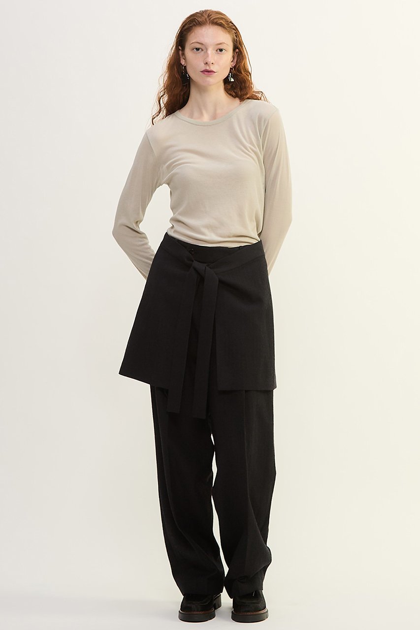 【プレインピープル/PLAIN PEOPLE】のウールリネンヘリンボンスカート付きスラックスパンツ 人気、トレンドファッション・服の通販 founy(ファニー) 　ファッション　Fashion　レディースファッション　Fashion for Women　スカート　Skirts　パンツ　Pants & Trousers　シルク　Silk, 100% Silk　スラックス　Slacks, Dress Pants　ネップ　Nepp, Slub Yarn　フロント　Front, Front Design　リネン　Linen, Linen Fabric　ワッシャー　Washer, Crinkled Finish　other-4|ID: prp329100004649162 ipo3291000000035753762