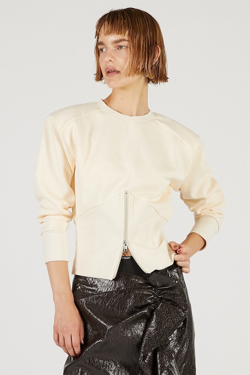 【プランク プロジェクト/PRANK PROJECT】のフロントジップショルダーパットスウェット / Front Zip Shoulder Pad Sweatshirt 人気、トレンドファッション・服の通販 founy(ファニー) 　ファッション　Fashion　レディースファッション　Fashion for Women　トップス・カットソー　Cut & Sew Tops　シャツ・ブラウス・オフィスカジュアル　Elegant Blouses & Button-Ups　レディースパーカー・カジュアルフーディー　Casual Hoodies & Sweatshirts　ロングTシャツ・Tシャツ　Longline T-Shirts & Tees　スウェット・クルーネックトップス　Sweatshirts & Crewnecks / Relaxed Fit Sweat Tops　カットソー・ベーシックTシャツ　Cut-and-Sewn Tops / Stretch Tees & Basics　カッティング　Cutting Detail　カットソー　Cut and Sewn Top　スウェット / スエット　Sweatshirt, Sweatwear　フロント　Front, Front Design　ベーシック　Basic, Essential　新作・新入荷　New Arrivals / New In　other-6|ID: prp329100004649186 ipo3291000000033576678