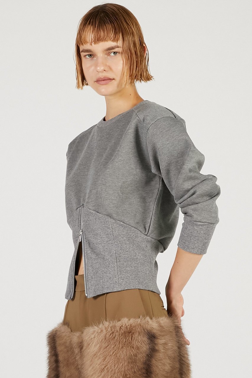 【プランク プロジェクト/PRANK PROJECT】のフロントジップショルダーパットスウェット / Front Zip Shoulder Pad Sweatshirt 人気、トレンドファッション・服の通販 founy(ファニー) 　ファッション　Fashion　レディースファッション　Fashion for Women　トップス・カットソー　Cut & Sew Tops　シャツ・ブラウス・オフィスカジュアル　Elegant Blouses & Button-Ups　レディースパーカー・カジュアルフーディー　Casual Hoodies & Sweatshirts　ロングTシャツ・Tシャツ　Longline T-Shirts & Tees　スウェット・クルーネックトップス　Sweatshirts & Crewnecks / Relaxed Fit Sweat Tops　カットソー・ベーシックTシャツ　Cut-and-Sewn Tops / Stretch Tees & Basics　カッティング　Cutting Detail　カットソー　Cut and Sewn Top　スウェット / スエット　Sweatshirt, Sweatwear　フロント　Front, Front Design　ベーシック　Basic, Essential　other-7|ID: prp329100004649186 ipo3291000000036235805