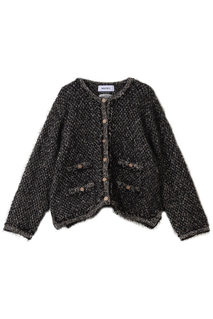 【ミュベール/MUVEIL】の【8/28 8:00販売開始】【ELLE SHOP 限定】ツィードニットジャケット インテリア・キッズ・メンズ・レディースファッション・服の通販 founy(ファニー) 　ファッション　Fashion　レディースファッション　Fashion for Women　アウター　Coat / Outerwear Collection　レディースジャケット・軽アウター　Jackets　エレガント 上品　Elegant　クラシック　Classic, Timeless Style　ジャケット　Jacket, Outerwear　ツイード　Twill, Twill Weave　ミックス　Mix, Mixed Style　ブラック|ID: prp329100004649187 ipo3291000000033576681