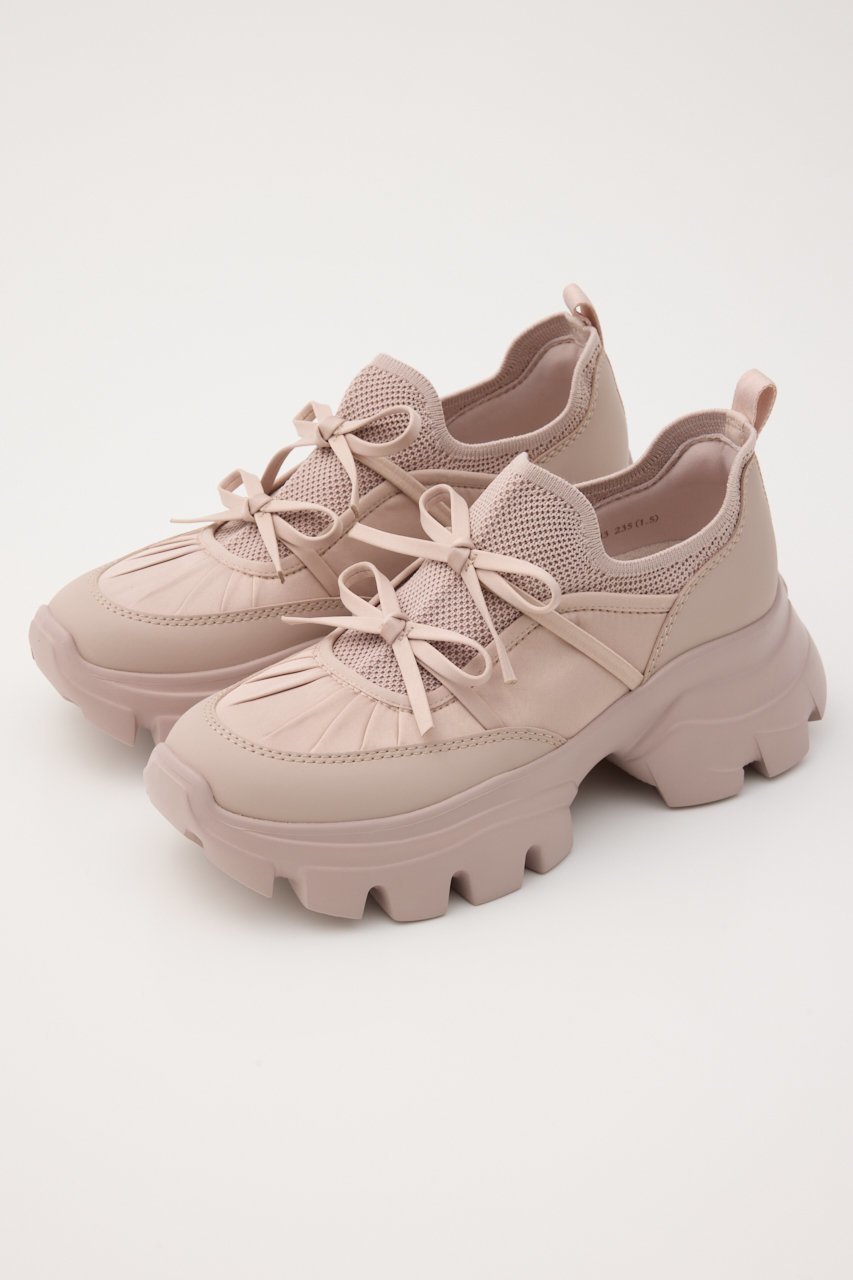【スタッカート/STACCATO】のホーミーリボンボリュームスニーカー インテリア・キッズ・メンズ・レディースファッション・服の通販 founy(ファニー) 　ファッション　Fashion　レディースファッション　Fashion for Women　2025年　2025　2025-2026秋冬・A/W　Autumn/Winter 2025–26 AW25–26　コンビ　Combo, Combination Style　サテン　Satin, Glossy Fabric　スニーカー　Sneakers, Trainers　スリム　Slim, Slim Fit　ダブル　Double, Double-Breasted　リボン　Ribbon, Bow　レース　Lace, Lace Fabric　人気　Popular, Best Seller　定番　Standard, Basic Item　A/W・秋冬　Autumn/Winter　Sピンク|ID: prp329100004649857 ipo3291000000033589659