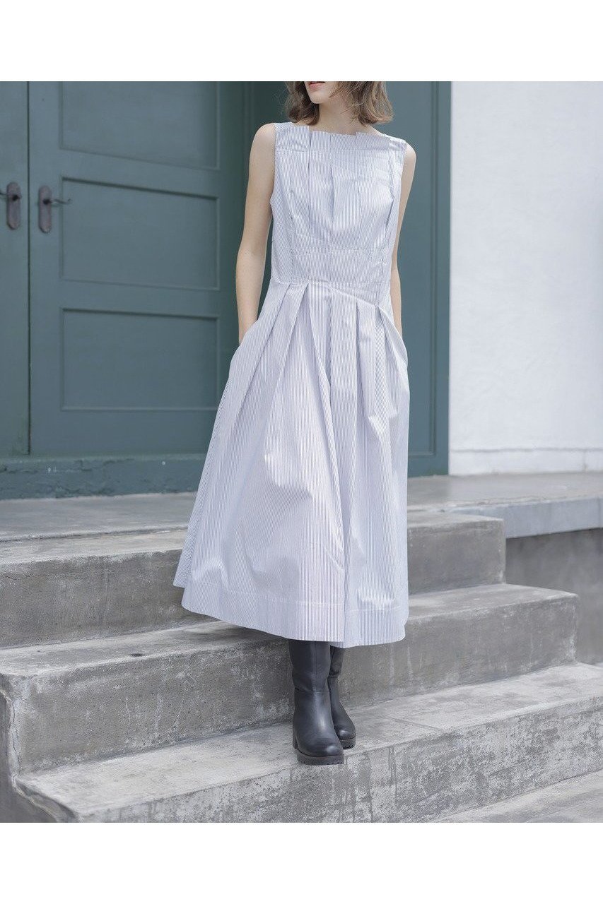 【マーレット/MERLETTE】のNARA STRIPE プリーツデザインノースリーブドレス 人気、トレンドファッション・服の通販 founy(ファニー) 　ファッション　Fashion　レディースファッション　Fashion for Women　ワンピース　Dresses　フォーマル・パーティードレス・結婚式用ドレス　Elegant & Casual Dresses　チュニック　Tunic Tops & Dresses　2025年　2025　2025-2026秋冬・A/W　Autumn/Winter 2025–26 AW25–26　アシンメトリー　Asymmetrical Style　ストライプ　Stripe, Striped Pattern　チュニック　Tunic, Long Top　プリーツ　Pleats, Pleated　A/W・秋冬　Autumn/Winter　other-6|ID: prp329100004649904 ipo3291000000033590106