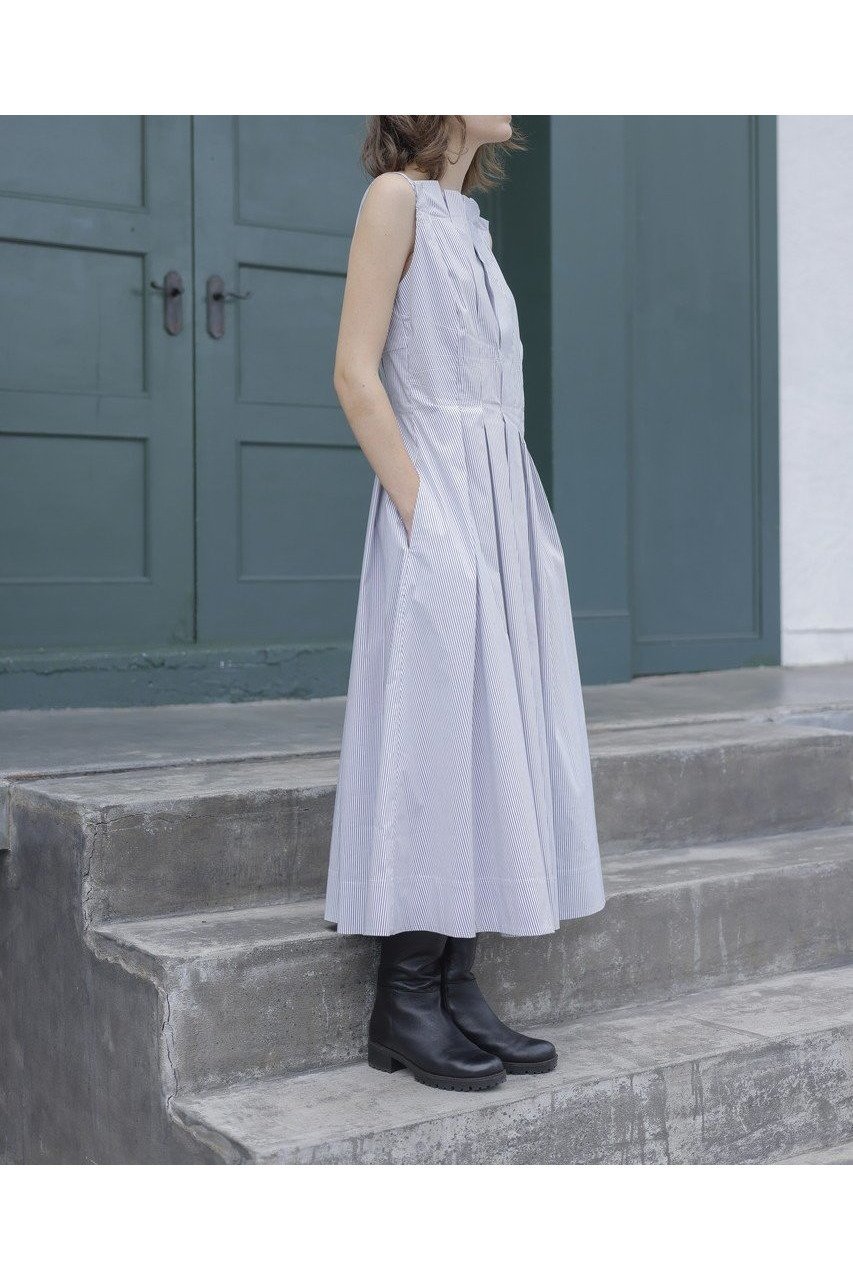 【マーレット/MERLETTE】のNARA STRIPE プリーツデザインノースリーブドレス 人気、トレンドファッション・服の通販 founy(ファニー) 　ファッション　Fashion　レディースファッション　Fashion for Women　ワンピース　Dresses　フォーマル・パーティードレス・結婚式用ドレス　Elegant & Casual Dresses　チュニック　Tunic Tops & Dresses　2025年　2025　2025-2026秋冬・A/W　Autumn/Winter 2025–26 AW25–26　アシンメトリー　Asymmetrical Style　ストライプ　Stripe, Striped Pattern　チュニック　Tunic, Long Top　プリーツ　Pleats, Pleated　A/W・秋冬　Autumn/Winter　other-7|ID: prp329100004649904 ipo3291000000033590107