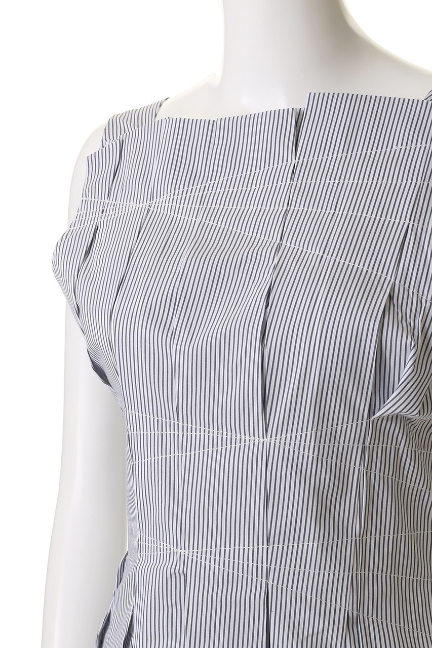 【マーレット/MERLETTE】のNARA STRIPE プリーツデザインノースリーブドレス 人気、トレンドファッション・服の通販 founy(ファニー) 　ファッション　Fashion　レディースファッション　Fashion for Women　ワンピース　Dresses　フォーマル・パーティードレス・結婚式用ドレス　Elegant & Casual Dresses　チュニック　Tunic Tops & Dresses　アシンメトリー　Asymmetrical Style　ストライプ　Stripe, Striped Pattern　チュニック　Tunic, Long Top　プリーツ　Pleats, Pleated　再入荷　Restock / Back in Stock　other-5|ID: prp329100004649904 ipo3291000000035817222