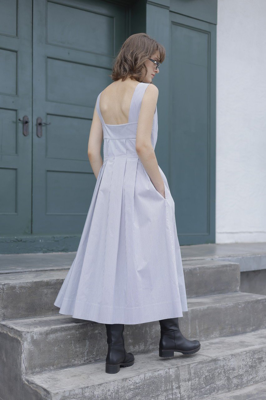 【マーレット/MERLETTE】のNARA STRIPE プリーツデザインノースリーブドレス 人気、トレンドファッション・服の通販 founy(ファニー) 　ファッション　Fashion　レディースファッション　Fashion for Women　ワンピース　Dresses　フォーマル・パーティードレス・結婚式用ドレス　Elegant & Casual Dresses　チュニック　Tunic Tops & Dresses　アシンメトリー　Asymmetrical Style　ストライプ　Stripe, Striped Pattern　チュニック　Tunic, Long Top　プリーツ　Pleats, Pleated　再入荷　Restock / Back in Stock　other-8|ID: prp329100004649904 ipo3291000000035817226