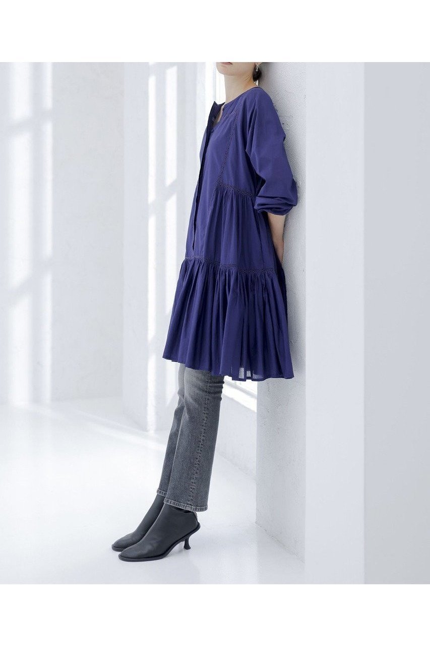 【マーレット/MERLETTE】のVEDA レーストリムギャザーミニシャツドレス 人気、トレンドファッション・服の通販 founy(ファニー) 　ファッション　Fashion　レディースファッション　Fashion for Women　ワンピース　Dresses　フォーマル・パーティードレス・結婚式用ドレス　Elegant & Casual Dresses　チュニック　Tunic Tops & Dresses　ギャザー　Gathered, Ruffled　チュニック　Tunic, Long Top　レース　Lace, Lace Fabric　軽量　Lightweight, Ultra Light　other-7|ID: prp329100004649906 ipo3291000000033590123