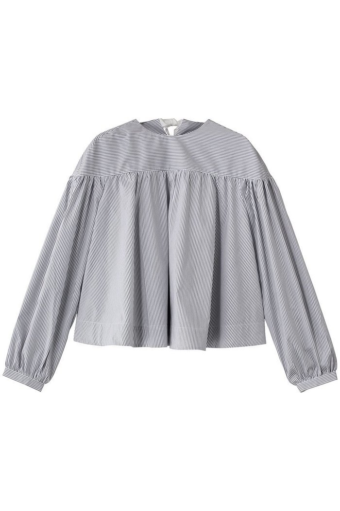 【マーレット/MERLETTE】のKIRA ストライプバックリボンギャザーフレアブラウス インテリア・キッズ・メンズ・レディースファッション・服の通販 founy(ファニー) https://founy.com/ ファッション Fashion レディースファッション Fashion for Women トップス・カットソー Cut & Sew Tops シャツ・ブラウス・オフィスカジュアル Elegant Blouses & Button-Ups クラシカル Classical, Vintage-Inspired ストライプ Stripe, Striped Pattern スリーブ Sleeve, Long Sleeve / Short Sleeve フェミニン Feminine, Girly モダン Modern, Contemporary リボン Ribbon, Bow ロング Long, Long-Length エレガント 上品 Elegant |ID: prp329100004649911 ipo3291000000035357695