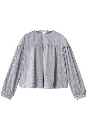 【マーレット/MERLETTE】 KIRA ストライプバックリボンギャザーフレアブラウス人気、トレンドファッション・服の通販 founy(ファニー) ファッション Fashion レディースファッション Fashion for Women トップス・カットソー Cut & Sew Tops シャツ・ブラウス・オフィスカジュアル Elegant Blouses & Button-Ups クラシカル Classical, Vintage-Inspired ストライプ Stripe, Striped Pattern スリーブ Sleeve, Long Sleeve / Short Sleeve フェミニン Feminine, Girly モダン Modern, Contemporary リボン Ribbon, Bow ロング Long, Long-Length エレガント 上品 Elegant |ID:prp329100004649911