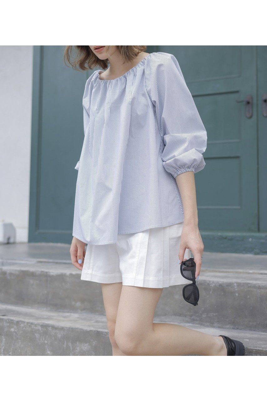 【マーレット/MERLETTE】のKAIYA ストライプオフショルダーブラウス 人気、トレンドファッション・服の通販 founy(ファニー) 　ファッション　Fashion　レディースファッション　Fashion for Women　トップス・カットソー　Cut & Sew Tops　シャツ・ブラウス・オフィスカジュアル　Elegant Blouses & Button-Ups　2025年　2025　2025-2026秋冬・A/W　Autumn/Winter 2025–26 AW25–26　スリーブ　Sleeve, Long Sleeve / Short Sleeve　バランス　Balance, Style Balance　フェミニン　Feminine, Girly　モダン　Modern, Contemporary　リラックス　Relax, Relaxed Fit　ロング　Long, Long-Length　A/W・秋冬　Autumn/Winter　other-7|ID: prp329100004649912 ipo3291000000033590169