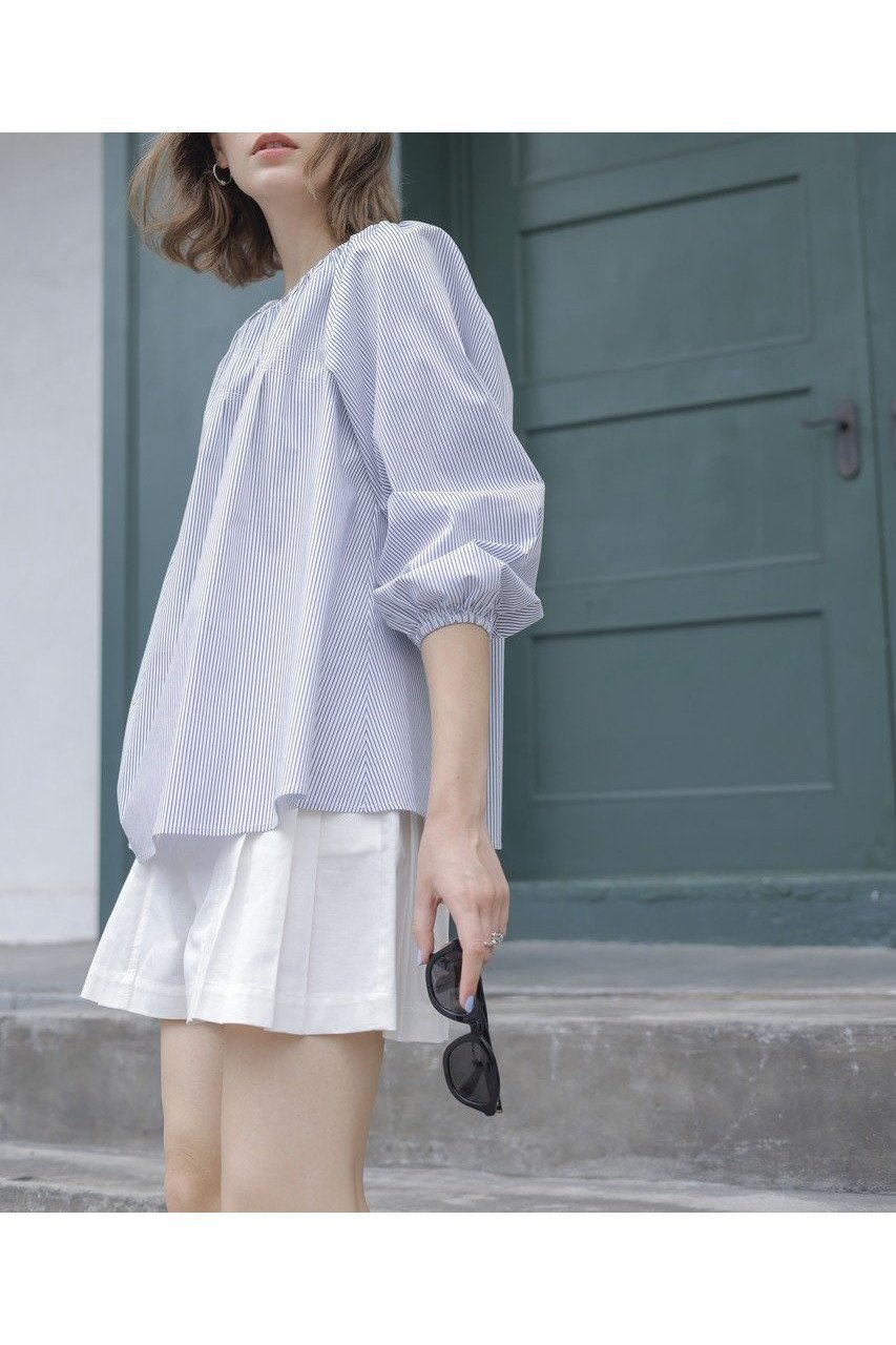 【マーレット/MERLETTE】のKAIYA ストライプオフショルダーブラウス 人気、トレンドファッション・服の通販 founy(ファニー) 　ファッション　Fashion　レディースファッション　Fashion for Women　トップス・カットソー　Cut & Sew Tops　シャツ・ブラウス・オフィスカジュアル　Elegant Blouses & Button-Ups　2025年　2025　2025-2026秋冬・A/W　Autumn/Winter 2025–26 AW25–26　スリーブ　Sleeve, Long Sleeve / Short Sleeve　バランス　Balance, Style Balance　フェミニン　Feminine, Girly　モダン　Modern, Contemporary　リラックス　Relax, Relaxed Fit　ロング　Long, Long-Length　A/W・秋冬　Autumn/Winter　other-8|ID: prp329100004649912 ipo3291000000033590170