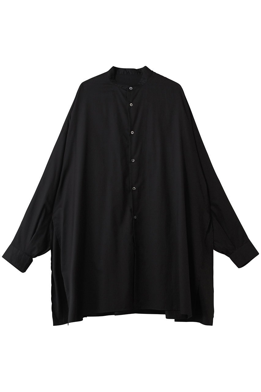 【グラフペーパー/Graphpaper】のSilicon Poplin Deep Slit Band Collar Shirt/シャツ インテリア・キッズ・メンズ・レディースファッション・服の通販 founy(ファニー) 　ファッション　Fashion　レディースファッション　Fashion for Women　トップス・カットソー　Cut & Sew Tops　シャツ・ブラウス・オフィスカジュアル　Elegant Blouses & Button-Ups　2025年　2025　2025-2026秋冬・A/W　Autumn/Winter 2025–26 AW25–26　なめらか　Smooth, Silky Texture　スリット　Slit, Slit Detail　スリーブ　Sleeve, Long Sleeve / Short Sleeve　ドレープ　Drape, Draping Fabric　バランス　Balance, Style Balance　ヨーク　Yoke, Yoke Design　ロング　Long, Long-Length　A/W・秋冬　Autumn/Winter　ブラック|ID: prp329100004649913 ipo3291000000033590173