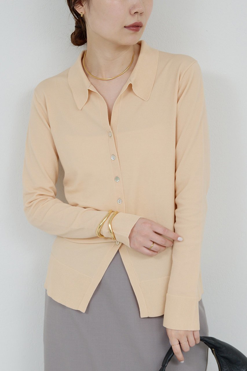 【ガリャルダガランテ/GALLARDAGALANTE】の総針ポロカーデ インテリア・キッズ・メンズ・レディースファッション・服の通販 founy(ファニー) 　ファッション　Fashion　レディースファッション　Fashion for Women　トップス・カットソー　Cut & Sew Tops　ニット　Knit Tops & Sweaters　カーディガン・羽織り　Layered Style Cardigans　インナー　Innerwear　カーディガン　Cardigan, Knitwear　ジャケット　Jacket, Outerwear　スリット　Slit, Slit Detail　フィット　Fit, Slim Fit　ベージュ|ID: prp329100004649925 ipo3291000000035357758