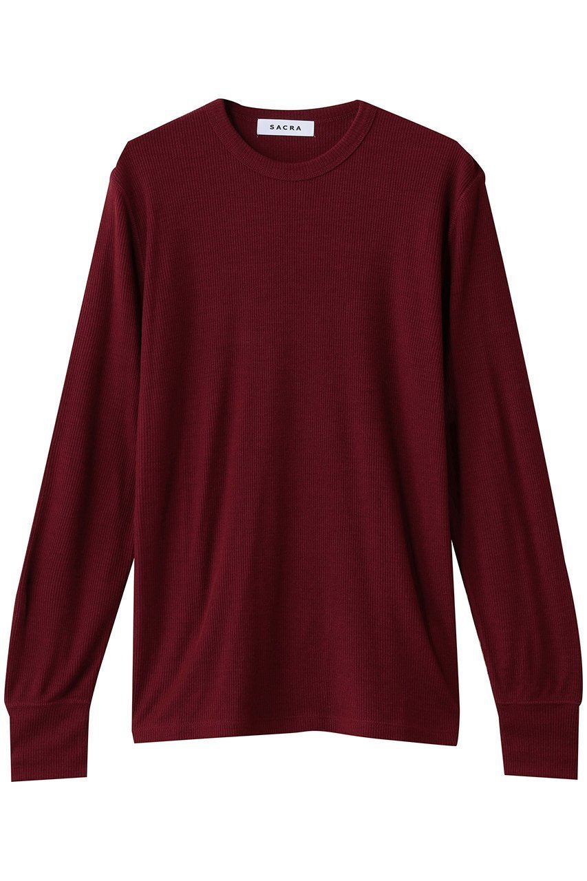 【サクラ/SACRA】のエクストラファインメリノリブジャージートップス インテリア・キッズ・メンズ・レディースファッション・服の通販 founy(ファニー) 　ファッション　Fashion　レディースファッション　Fashion for Women　トップス・カットソー　Cut & Sew Tops　シャツ・ブラウス・オフィスカジュアル　Elegant Blouses & Button-Ups　ロングTシャツ・Tシャツ　Longline T-Shirts & Tees　カットソー・ベーシックTシャツ　Cut-and-Sewn Tops / Stretch Tees & Basics　2025年　2025　2025-2026秋冬・A/W　Autumn/Winter 2025–26 AW25–26　なめらか　Smooth, Silky Texture　インナー　Innerwear　シンプル　Simple, Minimal　スリーブ　Sleeve, Long Sleeve / Short Sleeve　テレコ　Ribbed, Rib Stitch　ロング　Long, Long-Length　A/W・秋冬　Autumn/Winter　レッド|ID: prp329100004650980 ipo3291000000033602577