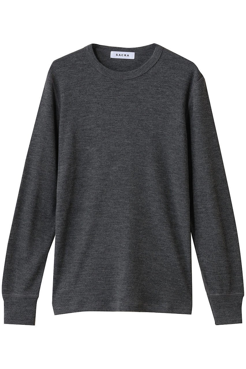 【サクラ/SACRA】のエクストラファインメリノリブジャージートップス インテリア・キッズ・メンズ・レディースファッション・服の通販 founy(ファニー) 　ファッション　Fashion　レディースファッション　Fashion for Women　トップス・カットソー　Cut & Sew Tops　シャツ・ブラウス・オフィスカジュアル　Elegant Blouses & Button-Ups　ロングTシャツ・Tシャツ　Longline T-Shirts & Tees　カットソー・ベーシックTシャツ　Cut-and-Sewn Tops / Stretch Tees & Basics　2025年　2025　2025-2026秋冬・A/W　Autumn/Winter 2025–26 AW25–26　なめらか　Smooth, Silky Texture　インナー　Innerwear　シンプル　Simple, Minimal　スリーブ　Sleeve, Long Sleeve / Short Sleeve　テレコ　Ribbed, Rib Stitch　ロング　Long, Long-Length　A/W・秋冬　Autumn/Winter　チャコール|ID: prp329100004650980 ipo3291000000033602578