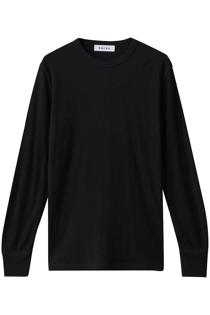 【サクラ/SACRA】のエクストラファインメリノリブジャージートップス インテリア・キッズ・メンズ・レディースファッション・服の通販 founy(ファニー) 　ファッション　Fashion　レディースファッション　Fashion for Women　トップス・カットソー　Cut & Sew Tops　シャツ・ブラウス・オフィスカジュアル　Elegant Blouses & Button-Ups　ロングTシャツ・Tシャツ　Longline T-Shirts & Tees　カットソー・ベーシックTシャツ　Cut-and-Sewn Tops / Stretch Tees & Basics　2025年　2025　2025-2026秋冬・A/W　Autumn/Winter 2025–26 AW25–26　なめらか　Smooth, Silky Texture　インナー　Innerwear　シンプル　Simple, Minimal　スリーブ　Sleeve, Long Sleeve / Short Sleeve　テレコ　Ribbed, Rib Stitch　ロング　Long, Long-Length　A/W・秋冬　Autumn/Winter　ブラック|ID: prp329100004650980 ipo3291000000033602579
