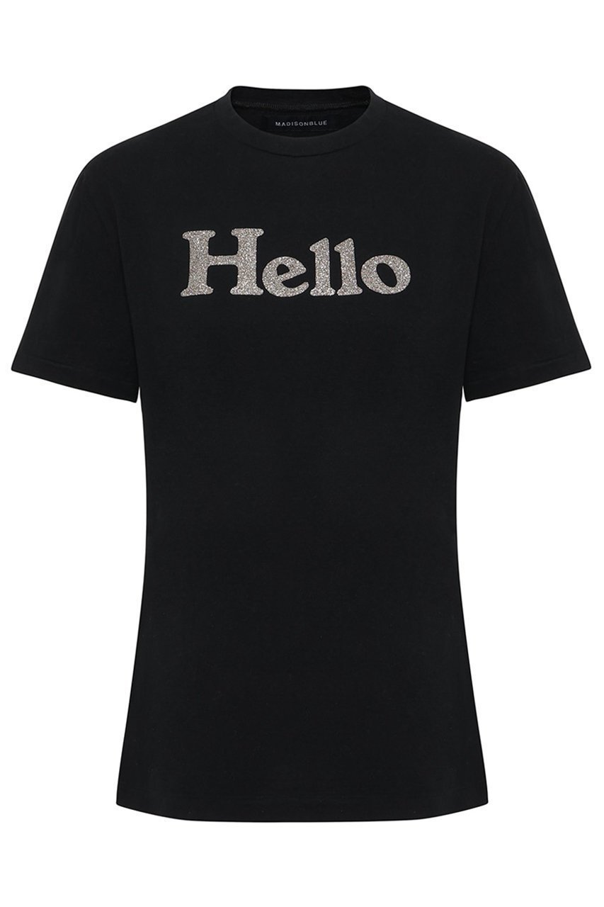 【マディソンブルー/MADISONBLUE】のHELLO TEE PARIS Tシャツ インテリア・キッズ・メンズ・レディースファッション・服の通販 founy(ファニー) ファッション Fashion レディースファッション Fashion for Women トップス・カットソー Cut & Sew Tops シャツ・ブラウス・オフィスカジュアル Elegant Blouses & Button-Ups ロングTシャツ・Tシャツ Longline T-Shirts & Tees カットソー・ベーシックTシャツ Cut-and-Sewn Tops / Stretch Tees & Basics グリッター Glitter, Sparkle ショート Short, Short Length ジャケット Jacket, Outerwear スリーブ Sleeve, Long Sleeve / Short Sleeve バランス Balance, Style Balance プリント Print, Printed Pattern ブラック|ID: prp329100004650985 ipo3291000000036064452