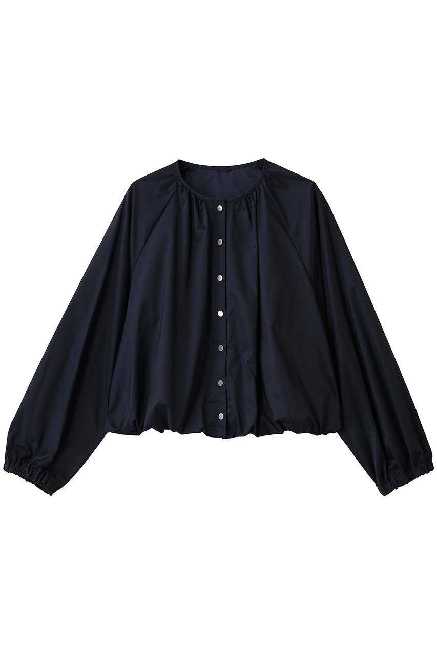 【アナイ/ANAYI】のブライトグログランブラウス インテリア・キッズ・メンズ・レディースファッション・服の通販 founy(ファニー) 　ファッション　Fashion　レディースファッション　Fashion for Women　トップス・カットソー　Cut & Sew Tops　シャツ・ブラウス・オフィスカジュアル　Elegant Blouses & Button-Ups　グログラン　Grosgrain, Grosgrain Ribbon　シンプル　Simple, Minimal　スリーブ　Sleeve, Long Sleeve / Short Sleeve　バルーン　Balloon, Balloon Silhouette　フェミニン　Feminine, Girly　ロング　Long, Long-Length　ネイビー|ID: prp329100004650988 ipo3291000000035479205