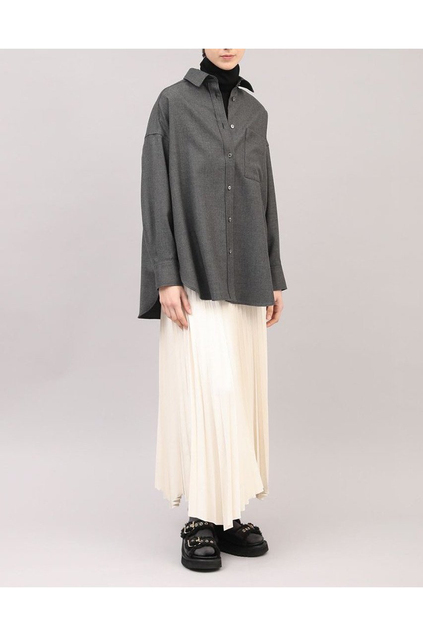 【サクラ/SACRA】のウーステッドサージシャツ 人気、トレンドファッション・服の通販 founy(ファニー) 　ファッション　Fashion　レディースファッション　Fashion for Women　トップス・カットソー　Cut & Sew Tops　シャツ・ブラウス・オフィスカジュアル　Elegant Blouses & Button-Ups　2025年　2025　2025-2026秋冬・A/W　Autumn/Winter 2025–26 AW25–26　スリーブ　Sleeve, Long Sleeve / Short Sleeve　メランジ　Melange, Mixed Yarn　ロング　Long, Long-Length　エレガント 上品　Elegant　A/W・秋冬　Autumn/Winter　other-8|ID: prp329100004650990 ipo3291000000033602664