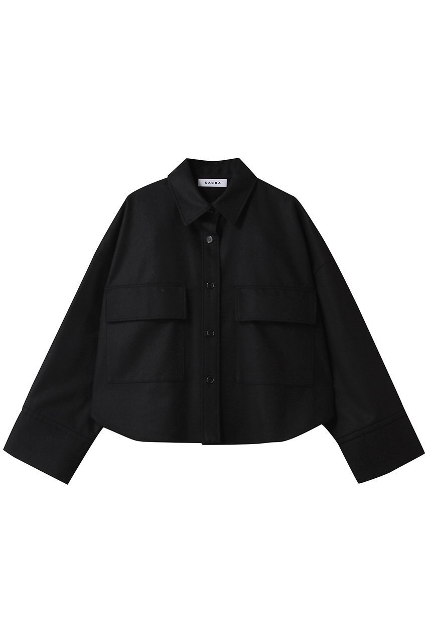【サクラ/SACRA】のフランネルシャツジャケット インテリア・キッズ・メンズ・レディースファッション・服の通販 founy(ファニー) 　ファッション　Fashion　レディースファッション　Fashion for Women　アウター　Coat / Outerwear Collection　レディースジャケット・軽アウター　Jackets　トップス・カットソー　Cut & Sew Tops　2025年　2025　2025-2026秋冬・A/W　Autumn/Winter 2025–26 AW25–26　クロップド　Cropped, Short Length　ジャケット　Jacket, Outerwear　スリーブ　Sleeve, Long Sleeve / Short Sleeve　バランス　Balance, Style Balance　メランジ　Melange, Mixed Yarn　ロング　Long, Long-Length　A/W・秋冬　Autumn/Winter　ブラック|ID: prp329100004650991 ipo3291000000033602667