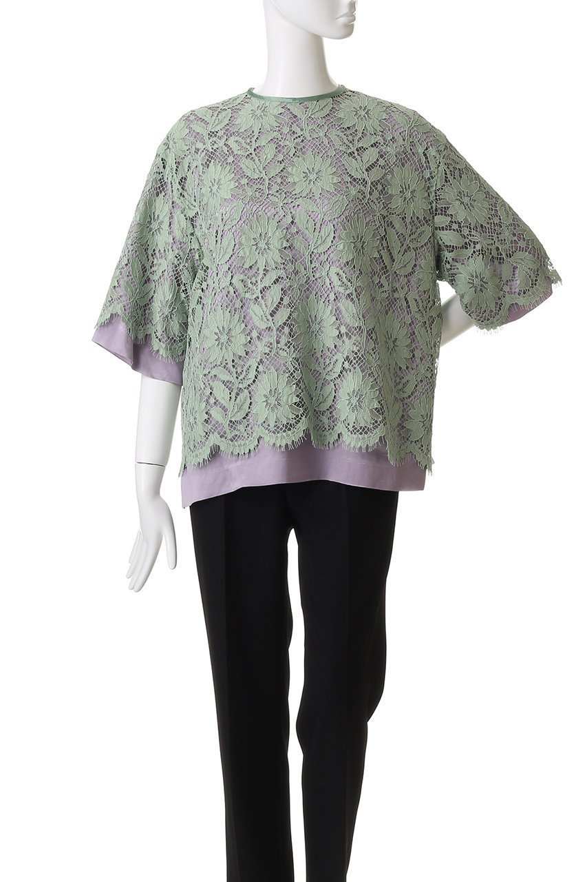 【オブリオ/AUBRIOT】のリバーレースブラウス 人気、トレンドファッション・服の通販 founy(ファニー) 　ファッション　Fashion　レディースファッション　Fashion for Women　トップス・カットソー　Cut & Sew Tops　シャツ・ブラウス・オフィスカジュアル　Elegant Blouses & Button-Ups　サテン　Satin, Glossy Fabric　ショート　Short, Short Length　スリーブ　Sleeve, Long Sleeve / Short Sleeve　バランス　Balance, Style Balance　フランス　France, French　ライナー　Liner, Inner Layer　ラグジュアリー　Luxury, Elegant　リラックス　Relax, Relaxed Fit　レース　Lace, Lace Fabric　other-2|ID: prp329100004650992 ipo3291000000035967300