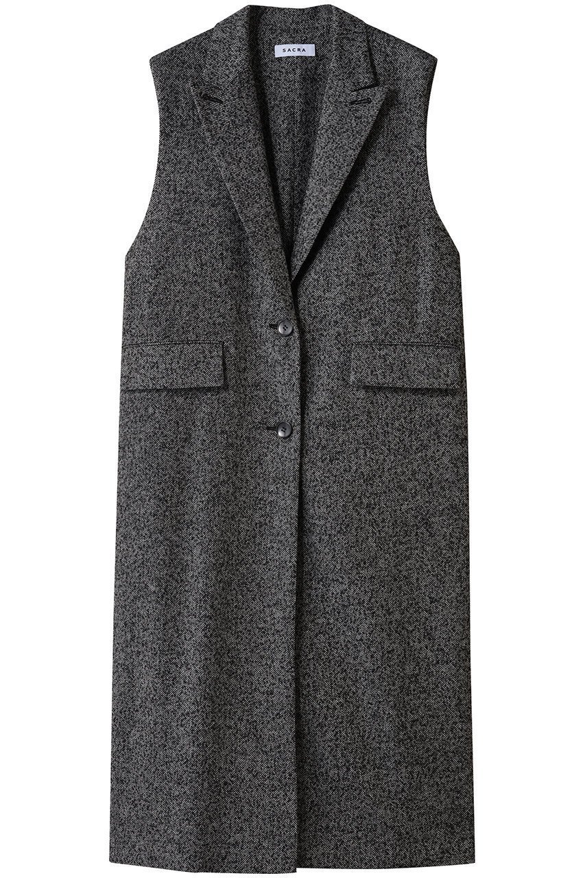 【サクラ/SACRA】のプレミアムヘリンボーンツイードロングジレ 人気、トレンドファッション・服の通販 founy(ファニー) 　ファッション　Fashion　レディースファッション　Fashion for Women　アウター　Coat / Outerwear Collection　レディースジャケット・軽アウター　Jackets　2025年　2025　2025-2026秋冬・A/W　Autumn/Winter 2025–26 AW25–26　イタリア　Italy　ショルダー　Shoulder, Shoulder Strap　ジャケット　Jacket, Outerwear　ベスト　Vest, Waistcoat　マニッシュ　Mannish, Boyish　エレガント 上品　Elegant　別注　Limited Edition, Custom Order　A/W・秋冬　Autumn/Winter　 other-1|ID: prp329100004651000 ipo3291000000033602743