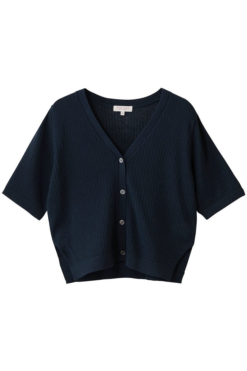 【デミーリー/DEMYLEE】のCADEN コットンリネン ハーフスリーブ Vネックカーディガン インテリア・キッズ・メンズ・レディースファッション・服の通販 founy(ファニー) 　ファッション　Fashion　レディースファッション　Fashion for Women　トップス・カットソー　Cut & Sew Tops　ニット　Knit Tops & Sweaters　カーディガン・羽織り　Layered Style Cardigans　Vネックトップス　V-Neck Tops / V-Cut Neckline Shirts　カーディガン　Cardigan, Knitwear　コンパクト　Compact, Small Size　スリーブ　Sleeve, Long Sleeve / Short Sleeve　トレンド　Trend, Trending Now　ハーフ　Half, Half-Length　バランス　Balance, Style Balance　リネン　Linen, Linen Fabric　ネイビー|ID: prp329100004651010 ipo3291000000035652482