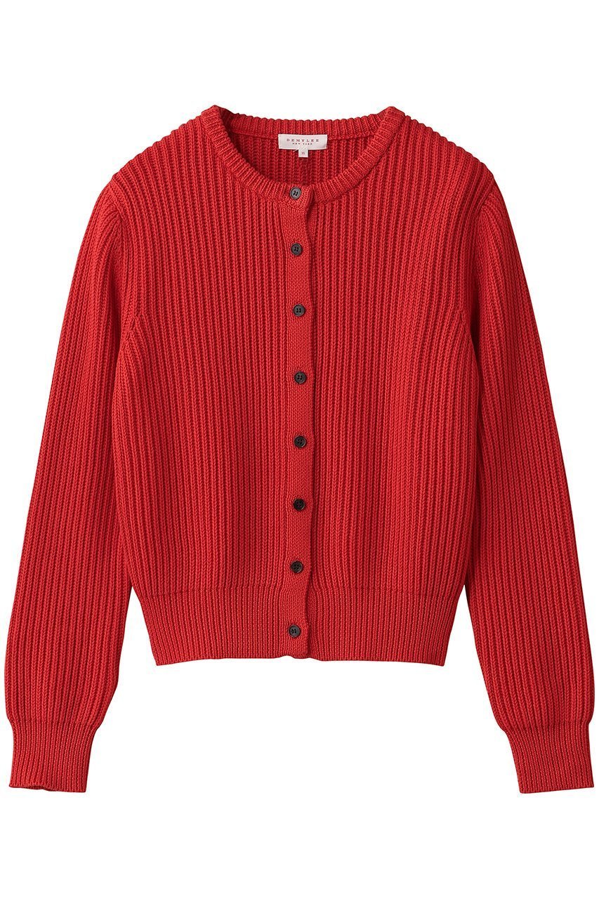 【デミーリー/DEMYLEE】のRIANA ソフトコットン クルーネックカーディガン インテリア・キッズ・メンズ・レディースファッション・服の通販 founy(ファニー) 　ファッション　Fashion　レディースファッション　Fashion for Women　トップス・カットソー　Cut & Sew Tops　ニット　Knit Tops & Sweaters　カーディガン・羽織り　Layered Style Cardigans　2025年　2025　2025-2026秋冬・A/W　Autumn/Winter 2025–26 AW25–26　なめらか　Smooth, Silky Texture　カーディガン　Cardigan, Knitwear　シンプル　Simple, Minimal　A/W・秋冬　Autumn/Winter　羽織　Haori, Light Jacket　レッド|ID: prp329100004651011 ipo3291000000033602852