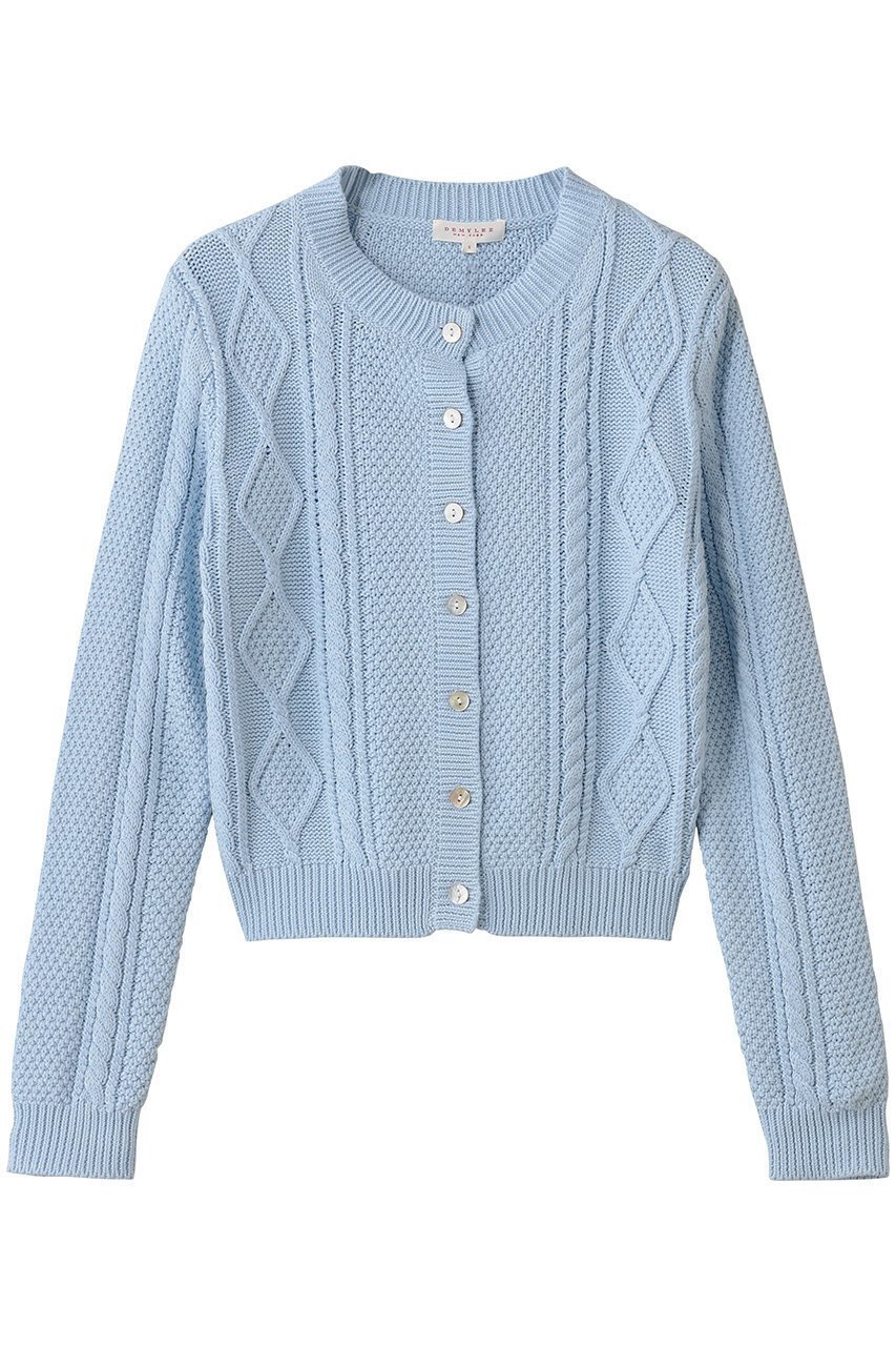 【デミーリー/DEMYLEE】のCOLETTE ソフトコットン ケーブルニットカーディガン インテリア・キッズ・メンズ・レディースファッション・服の通販 founy(ファニー) 　ファッション　Fashion　レディースファッション　Fashion for Women　トップス・カットソー　Cut & Sew Tops　ニット　Knit Tops & Sweaters　カーディガン・羽織り　Layered Style Cardigans　2025年　2025　2025-2026秋冬・A/W　Autumn/Winter 2025–26 AW25–26　インナー　Innerwear　カーディガン　Cardigan, Knitwear　クラシカル　Classical, Vintage-Inspired　冬　Winter / This Winter　春　Spring　秋　Autumn　A/W・秋冬　Autumn/Winter　ライトブルー|ID: prp329100004651012 ipo3291000000033602862