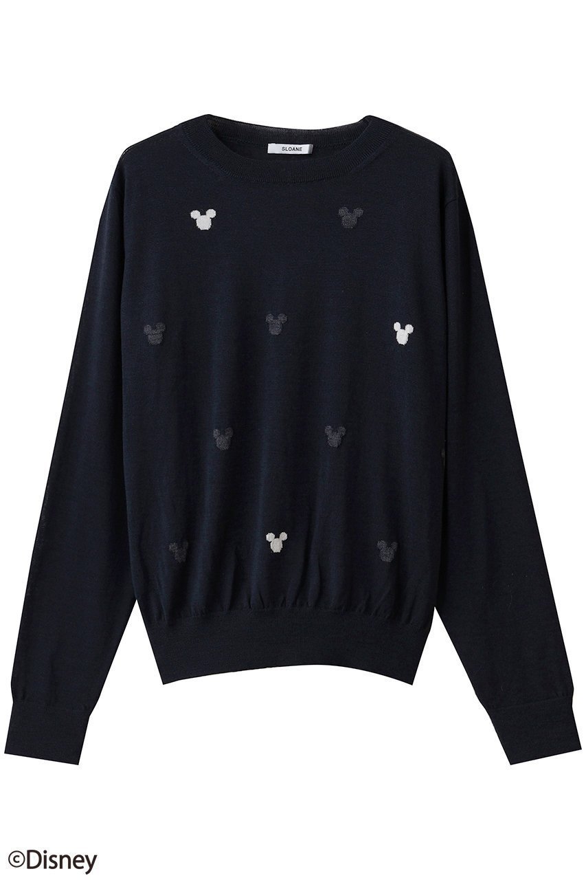 【スローン/SLOANE】のMICKEY MOUSE/16Gインターシャ編み ウール クルーネック ニットトップス インテリア・キッズ・メンズ・レディースファッション・服の通販 founy(ファニー) 　ファッション　Fashion　レディースファッション　Fashion for Women　トップス・カットソー　Cut & Sew Tops　ニット　Knit Tops & Sweaters　カジュアルプルオーバー・ニットトップス　Pullovers & Knit Tops / Casual Pullovers　2025年　2025　2025-2026秋冬・A/W　Autumn/Winter 2025–26 AW25–26　ハンド　Hand, Handmade　モチーフ　Motif, Design Theme　A/W・秋冬　Autumn/Winter　ネイビー|ID: prp329100004651014 ipo3291000000033602876