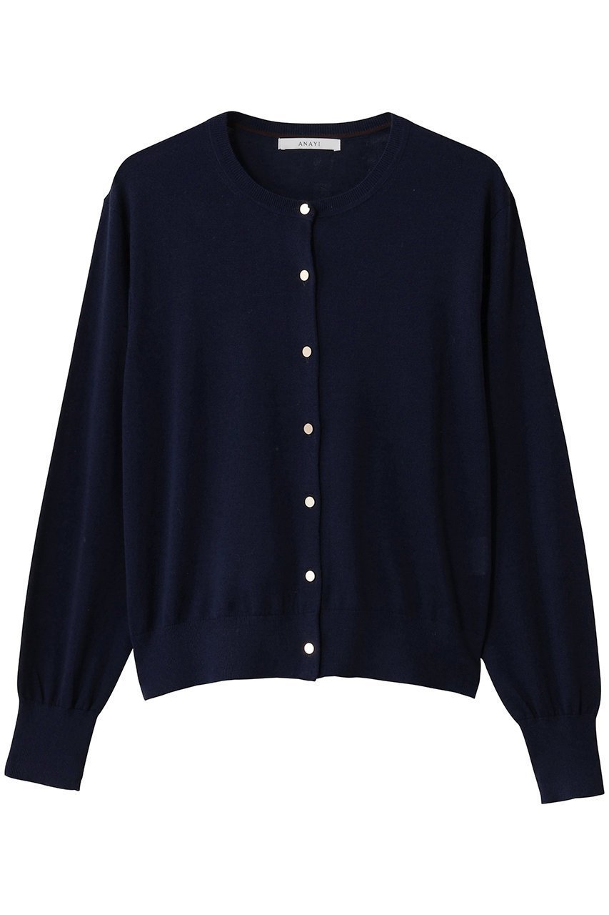 【アナイ/ANAYI】のスーパーFメリノクルーカーディガン インテリア・キッズ・メンズ・レディースファッション・服の通販 founy(ファニー) 　ファッション　Fashion　レディースファッション　Fashion for Women　トップス・カットソー　Cut & Sew Tops　ニット　Knit Tops & Sweaters　カーディガン・羽織り　Layered Style Cardigans　2025年　2025　2025-2026秋冬・A/W　Autumn/Winter 2025–26 AW25–26　カーディガン　Cardigan, Knitwear　スタンダード　Standard, Basic　スリーブ　Sleeve, Long Sleeve / Short Sleeve　ロング　Long, Long-Length　A/W・秋冬　Autumn/Winter　ネイビー|ID: prp329100004651020 ipo3291000000033602931