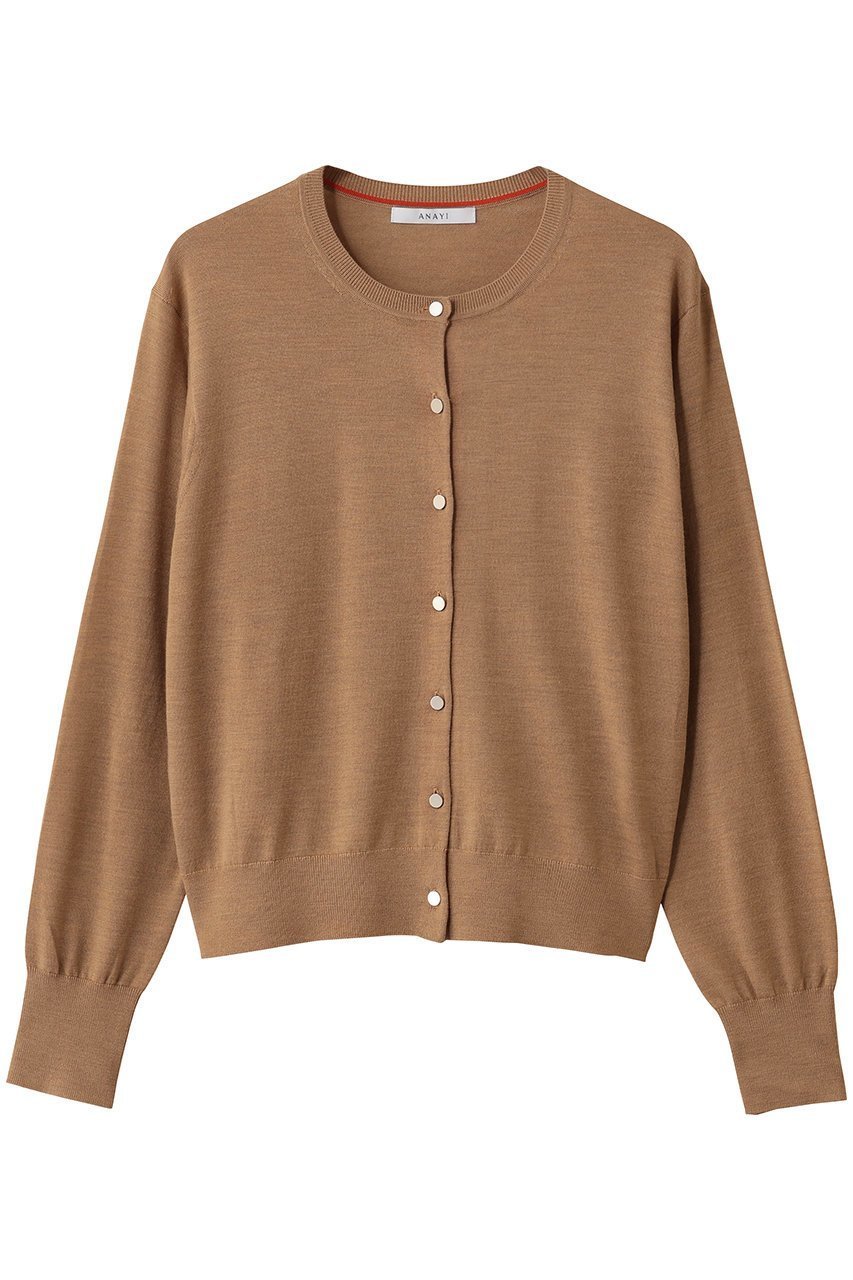 【アナイ/ANAYI】のスーパーFメリノクルーカーディガン インテリア・キッズ・メンズ・レディースファッション・服の通販 founy(ファニー) 　ファッション　Fashion　レディースファッション　Fashion for Women　トップス・カットソー　Cut & Sew Tops　ニット　Knit Tops & Sweaters　カーディガン・羽織り　Layered Style Cardigans　2025年　2025　2025-2026秋冬・A/W　Autumn/Winter 2025–26 AW25–26　カーディガン　Cardigan, Knitwear　スタンダード　Standard, Basic　スリーブ　Sleeve, Long Sleeve / Short Sleeve　ロング　Long, Long-Length　A/W・秋冬　Autumn/Winter　キャメル|ID: prp329100004651020 ipo3291000000033602932